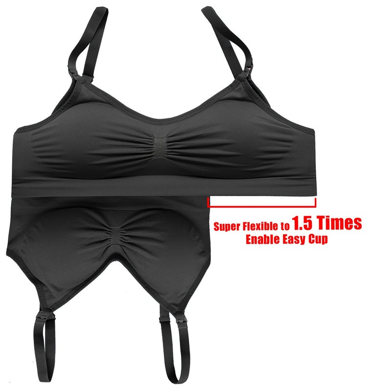 HOFISH Women's Adjustable Seamless Nursing Bra, 3pcs/Pack(black), Size Small - Image 3